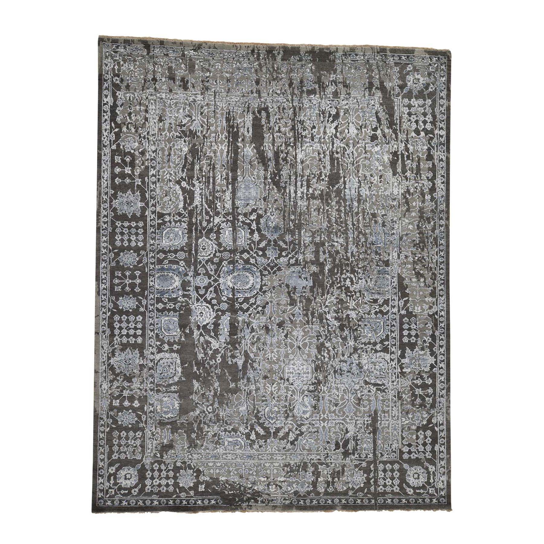 Transitional Silk Hand-Knotted Area Rug 9'2
